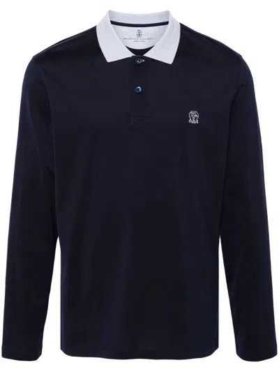 Brunello Cucinelli Logo Embroidered Long-sleeved Polo Shirt