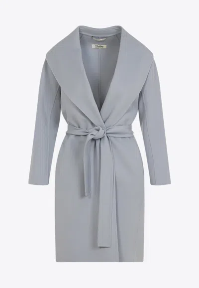 S Max Mara Messi Wool Coat Belted Waist In Gray