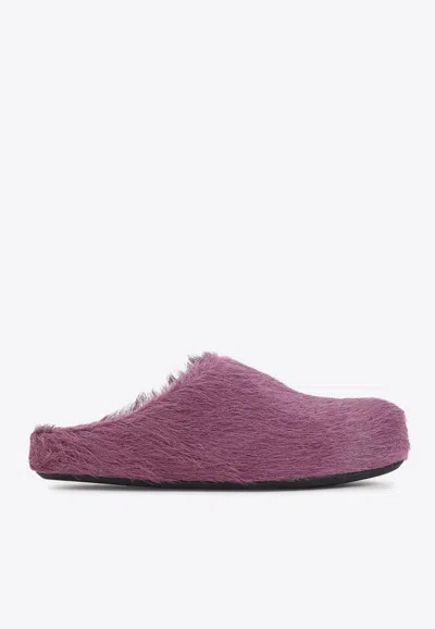 Marni Prune Violet Calf Hair Fussbett Mules