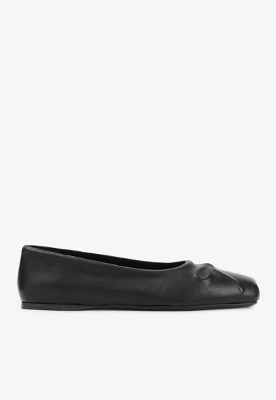 Marni Leather Little Bow Ballerina In Black