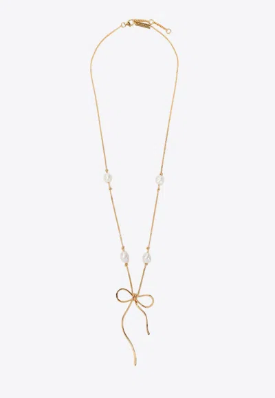 Marni Pearl-embellished Necklace In Gold