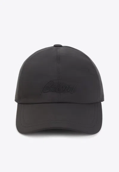 Brioni Coffee Polyester Baseball Cap With Tonal Visor