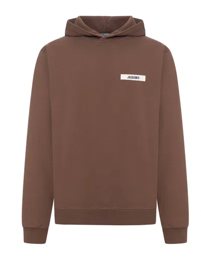 Jacquemus Gros Grain Hooded Sweatshirt In Brown