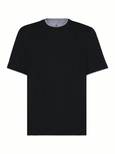 Brunello Cucinelli Jersey T-shirt With Contrasting Profiles