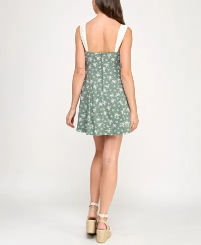 Trixxi Juniors' Printed Contrast-trim Sleeveless Fit & Flare Dress