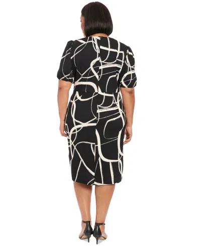 London Times Plus Size Balloon-sleeve Sarong Dress