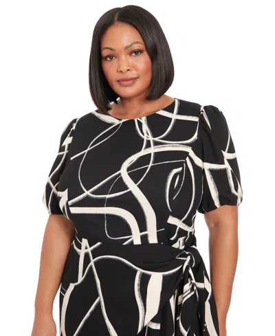London Times Plus Size Balloon-sleeve Sarong Dress