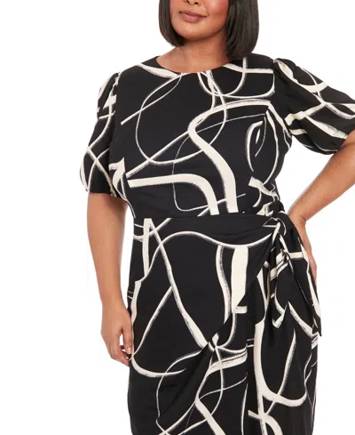 London Times Plus Size Balloon-sleeve Sarong Dress