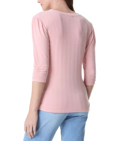 Gloria Vanderbilt Women's 3/4-sleeve Henley Top In Pink