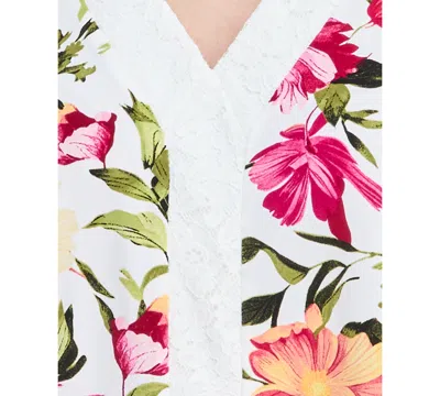 Jm Collection Women's Printed Lace V-neck Top, Exclusively At Macy's In Multi