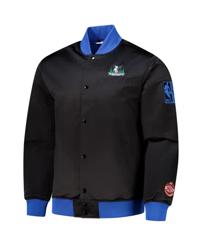 Mitchell & Ness Men's Black Minnesota Timberwolves Hardwood Classics Team Og 3.0 Lightweight Satin Full-snap Jacket In Multi