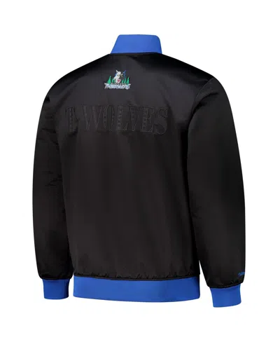 Mitchell & Ness Men's Black Minnesota Timberwolves Hardwood Classics Team Og 3.0 Lightweight Satin Full-snap Jacket In Multi