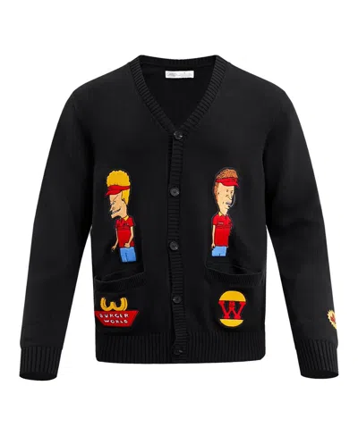 Freeze Max Men's Black Beavis And Butt-head Burger World Cardigan