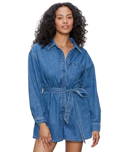 Sanctuary Women's Mare Tie-waist Short-sleeve Cotton Romper