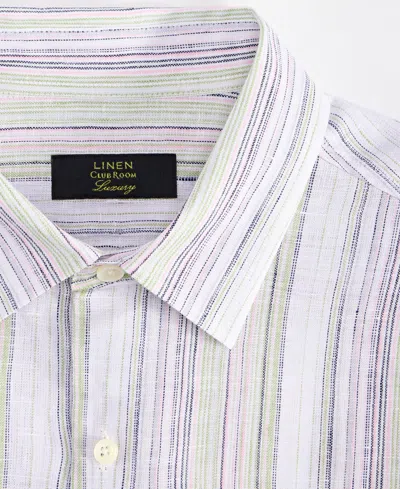 Club Room Men's Elevated Barry Regular-fit Stripe Button-down Linen Shirt, Exclusively At Macy's In Gray