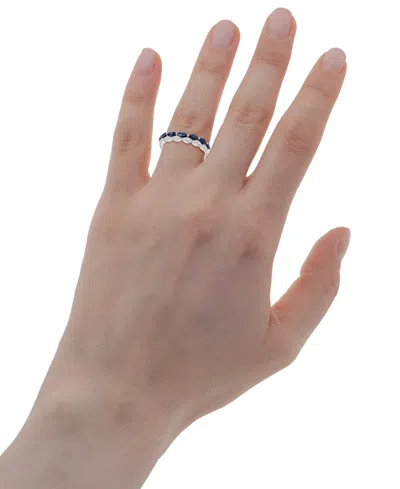 Macy's Blue Sapphire (5/8 Ct. T.w.) & Diamond (1/8 Ct. T.w.) Double-row Ring In Sterling Silver