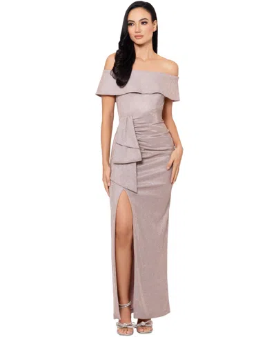 Xscape Plus Size Off-the-shoulder Glitter Gown