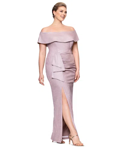Xscape Plus Size Off-the-shoulder Glitter Gown