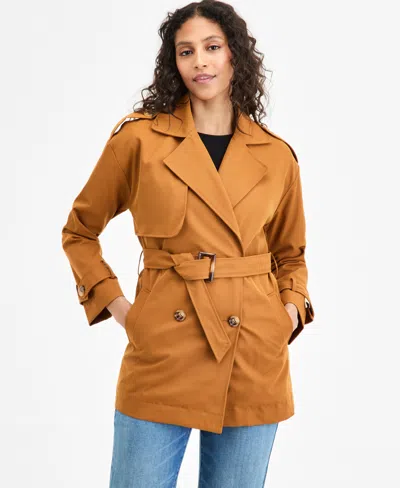 Jou Jou Juniors' Double-breasted Belted Trench Coat
