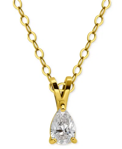 Giani Bernini Cubic Zirconia Pear Solitaire Pendant Necklace, 16" + 2" Extender, Exclusively At Macy's