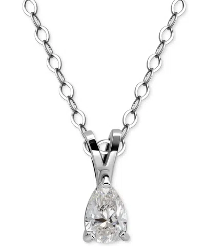 Giani Bernini Cubic Zirconia Pear Solitaire Pendant Necklace, 16" + 2" Extender, Exclusively At Macy's