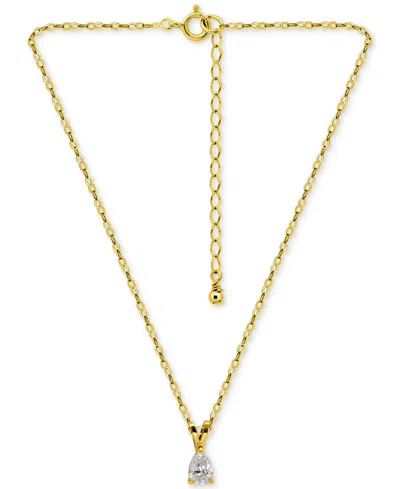 Giani Bernini Cubic Zirconia Pear Solitaire Pendant Necklace, 16" + 2" Extender, Exclusively At Macy's