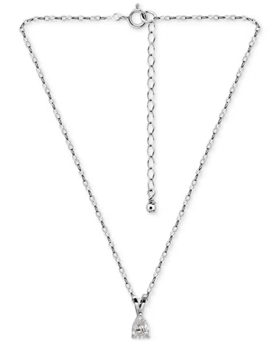 Giani Bernini Cubic Zirconia Pear Solitaire Pendant Necklace, 16" + 2" Extender, Exclusively At Macy's