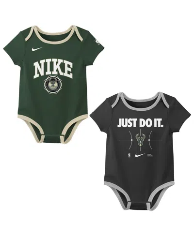 Nike Newborn Navy/black Minnesota Timberwolves Just Do It Bodysuit Set 2-pack In Green