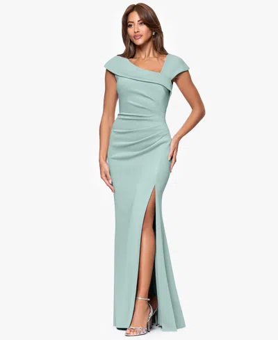 Xscape Women's Asymmetric-neck Side-slit Gown In Multi