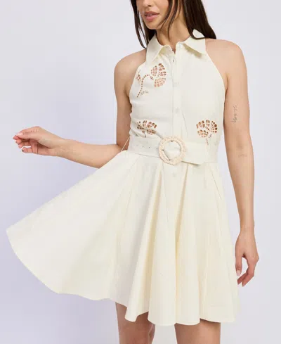 En Saison Women's Ellis Collared Belted Mini Dress