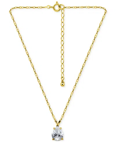 Giani Bernini Cubic Zirconia Pear Solitaire Pendant Necklace, 16" + 2" Extender, Exclusively At Macy's
