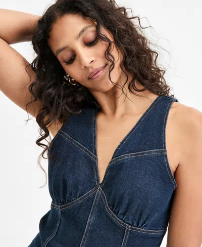Bar Iii Women's Denim Godet Mini Dress, Exclusively At Macy's