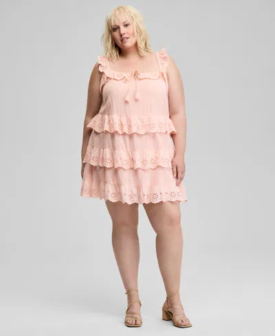 And Now This Trendy Plus Size Eyelet Cotton Sleeveless A-line Dress, Exclusively At Macy's