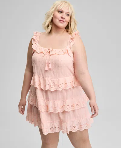 And Now This Trendy Plus Size Eyelet Cotton Sleeveless A-line Dress, Exclusively At Macy's
