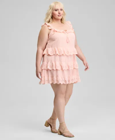 And Now This Trendy Plus Size Eyelet Cotton Sleeveless A-line Dress, Exclusively At Macy's
