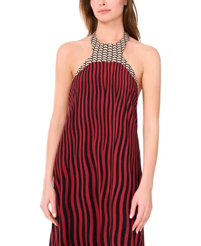 1.state Women's Sleeveless Halter Chiffon Maxi Dress In Multi