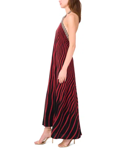 1.state Women's Sleeveless Halter Chiffon Maxi Dress In Multi