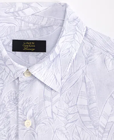 Club Room Men's Elevated Line Regular-fit Tropical-print Button-down Linen Shirt, Exclusively At Macy's In White