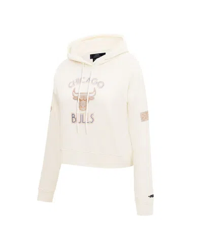 Pro Standard Women's Cream Chicago Bulls 2024/25 City Edition Chenille Applique Cropped Pullover Hoodie
