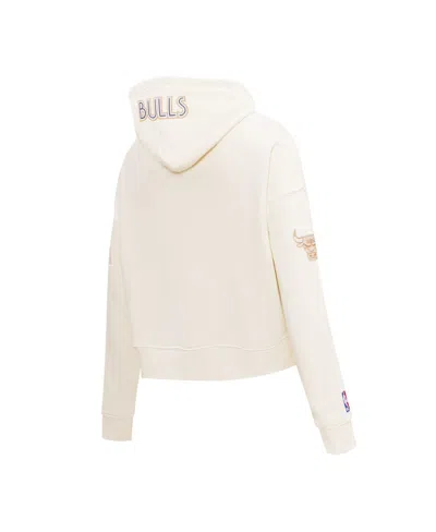 Pro Standard Women's Cream Chicago Bulls 2024/25 City Edition Chenille Applique Cropped Pullover Hoodie