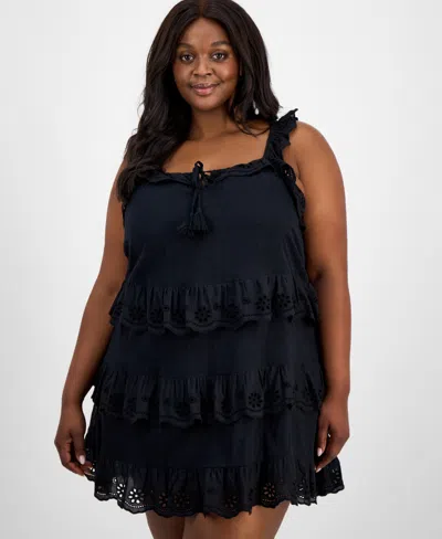 And Now This Trendy Plus Size Eyelet Cotton Sleeveless A-line Dress, Exclusively At Macy's