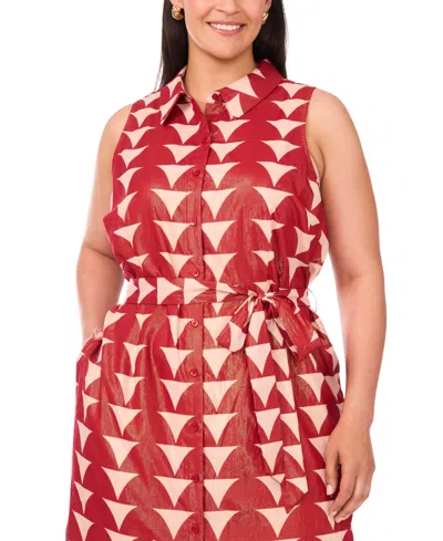 Msk Plus Size Collared Sleeveless Maxi Dress