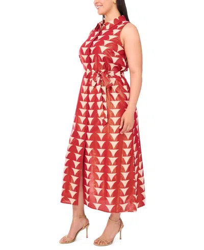 Msk Plus Size Collared Sleeveless Maxi Dress