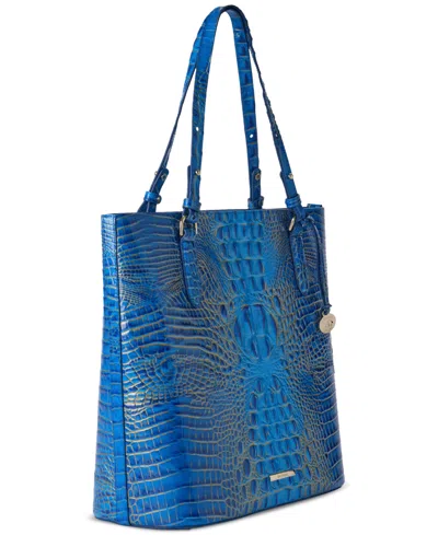 Brahmin Ezra Melbourne Embossed Large Leather Tote In Blue