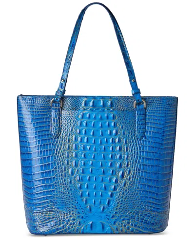 Brahmin Ezra Melbourne Embossed Large Leather Tote In Blue