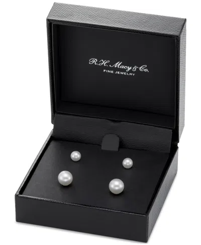 Macy's 2-pc. Set Cultured Freshwater Pearl (5 & 7mm) Stud Earrings In 14k Gold