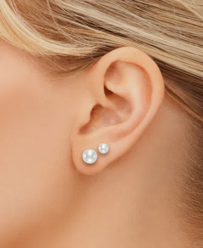 Macy's 2-pc. Set Cultured Freshwater Pearl (5 & 7mm) Stud Earrings In 14k Gold