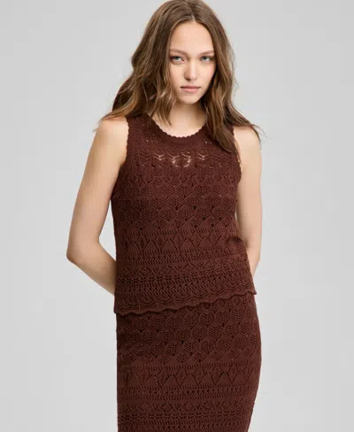 And Now This Women's Sleeveless Crochet Cotton Tank Top