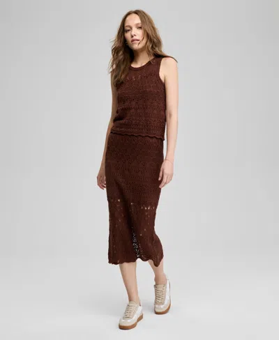 And Now This Women's Sleeveless Crochet Cotton Tank Top