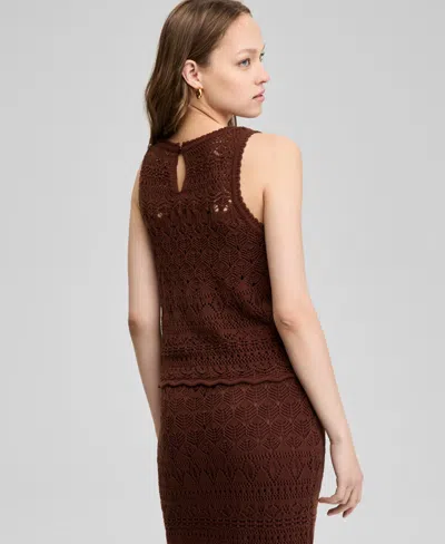And Now This Women's Sleeveless Crochet Cotton Tank Top